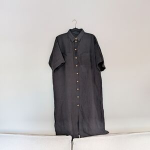 withblack Linen Carol Maxi Shirt Dress